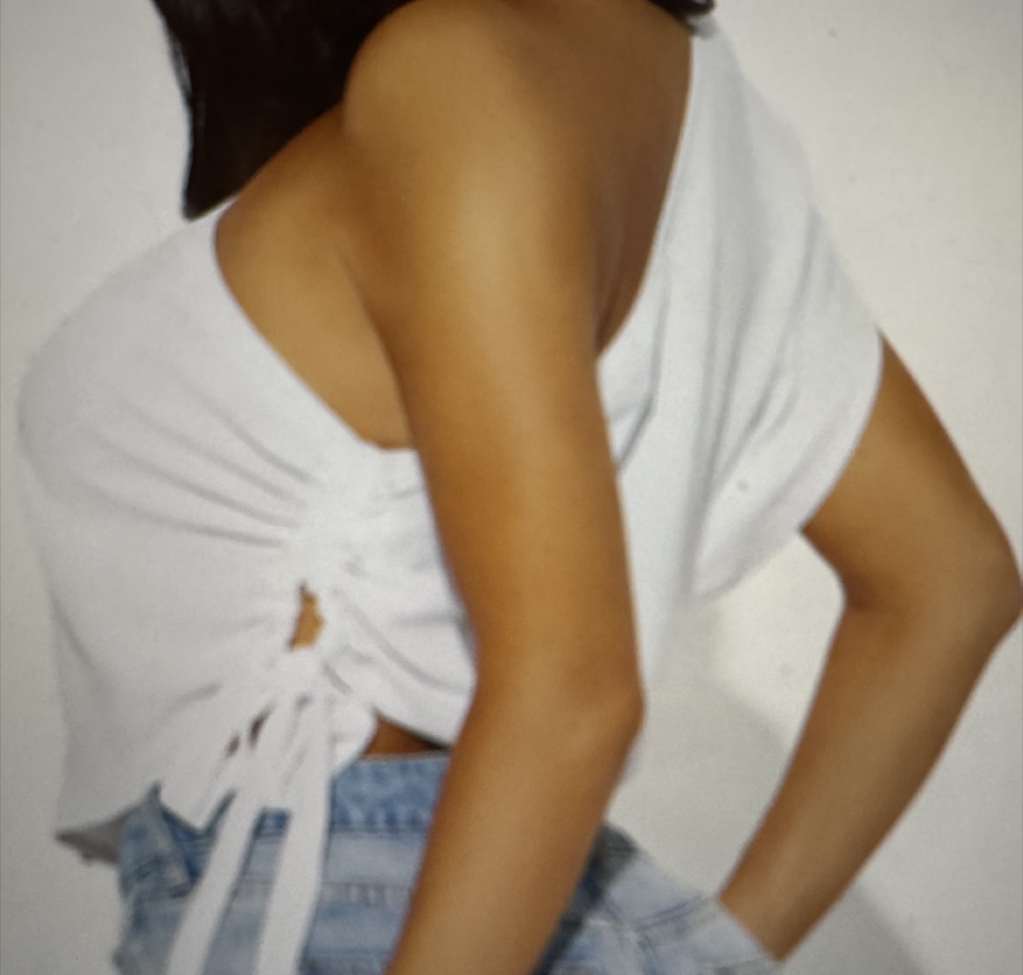 White One-Shoulder Ruched Top - photo 3