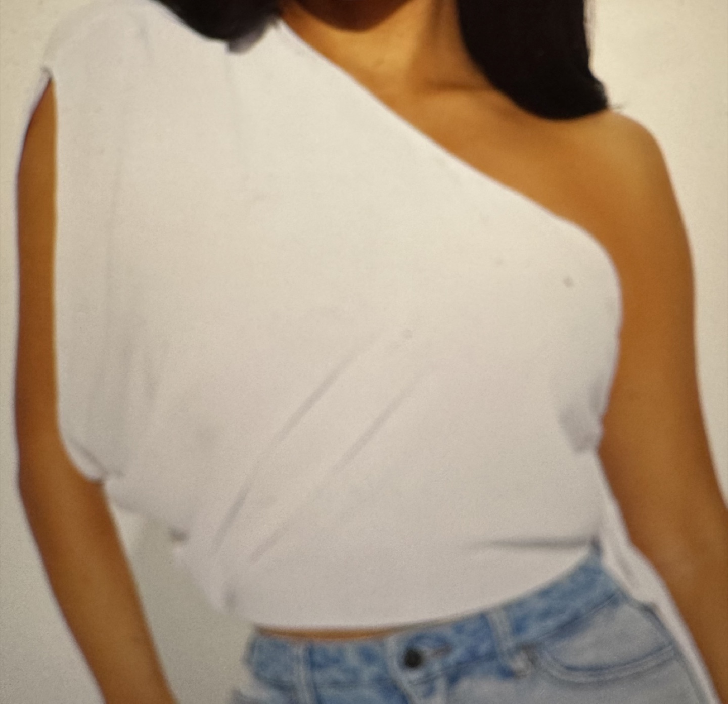 White One-Shoulder Ruched Top
