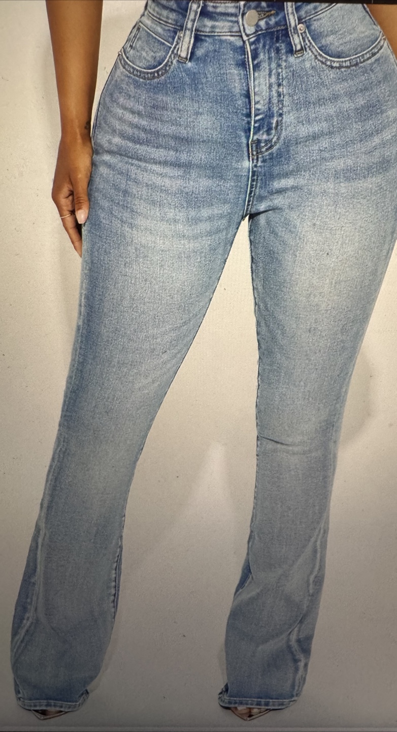 Light Blue Flare Jeans with Embellishments - photo 2