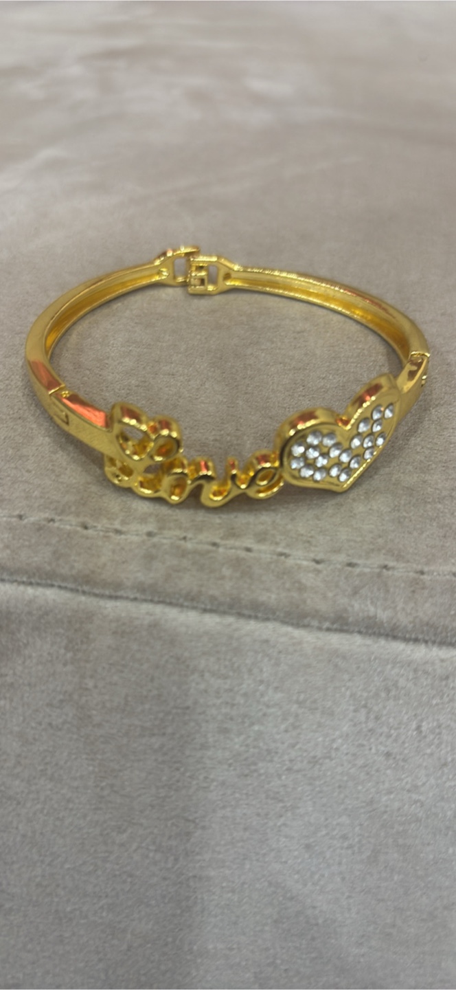 Gold 'Love' Heart Bangle