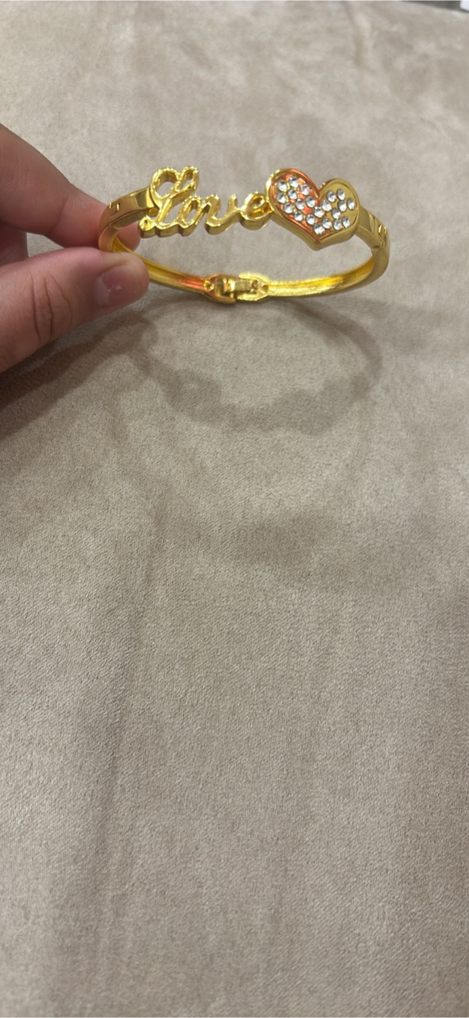 Gold 'Love' Heart Bangle - photo 3