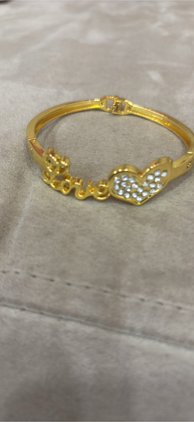 Gold 'Love' Heart Bangle - photo 2