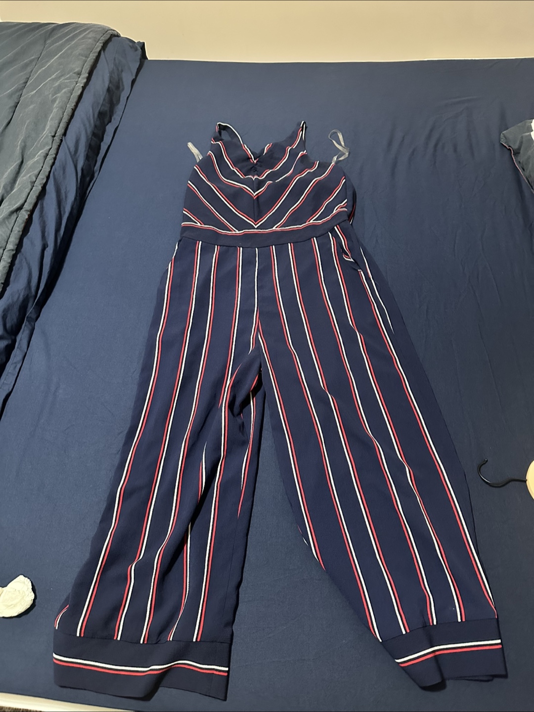 Striped Jumpsuit & Purple Houndstooth Top
