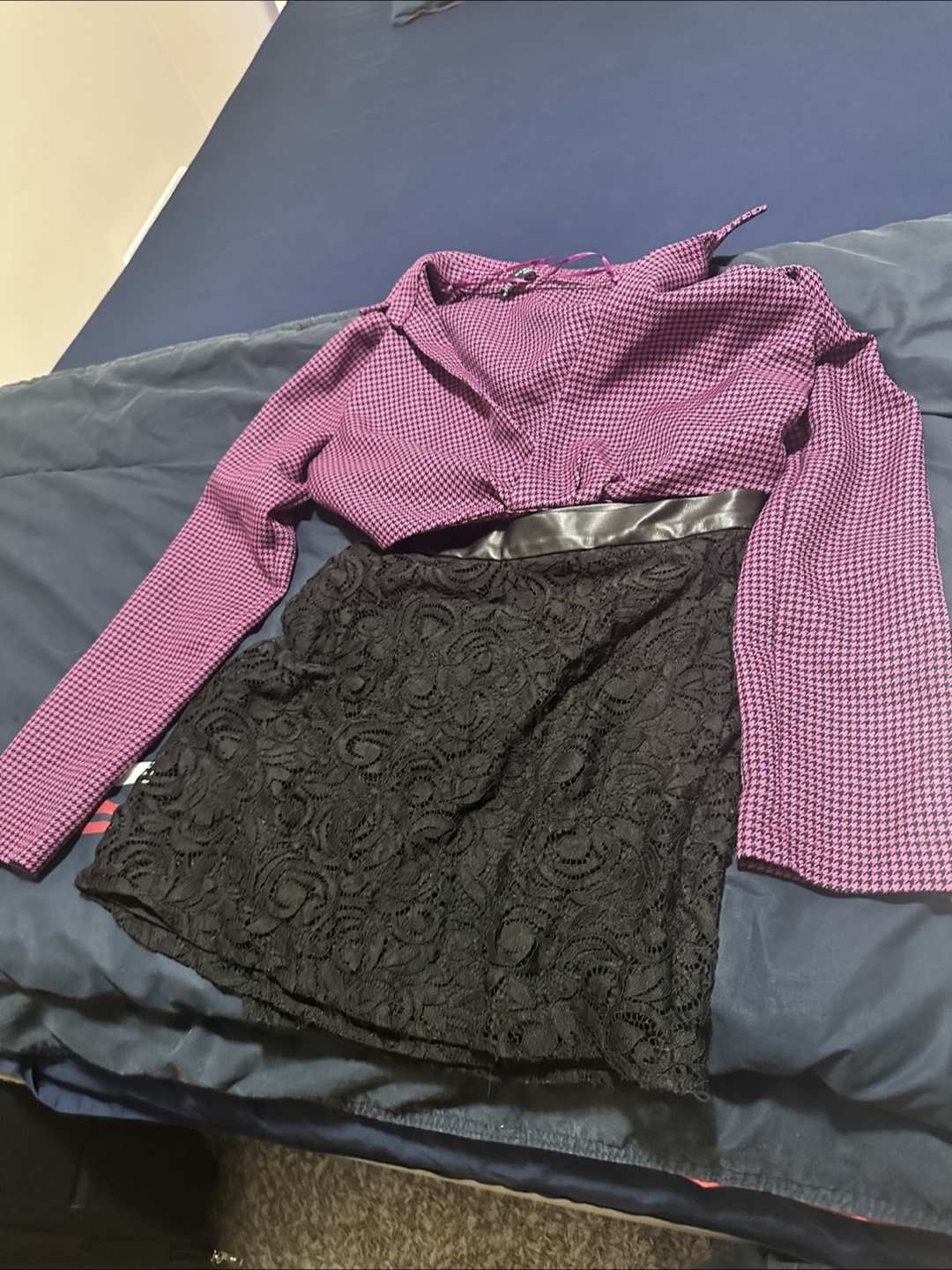 Striped Jumpsuit & Purple Houndstooth Top - photo 2