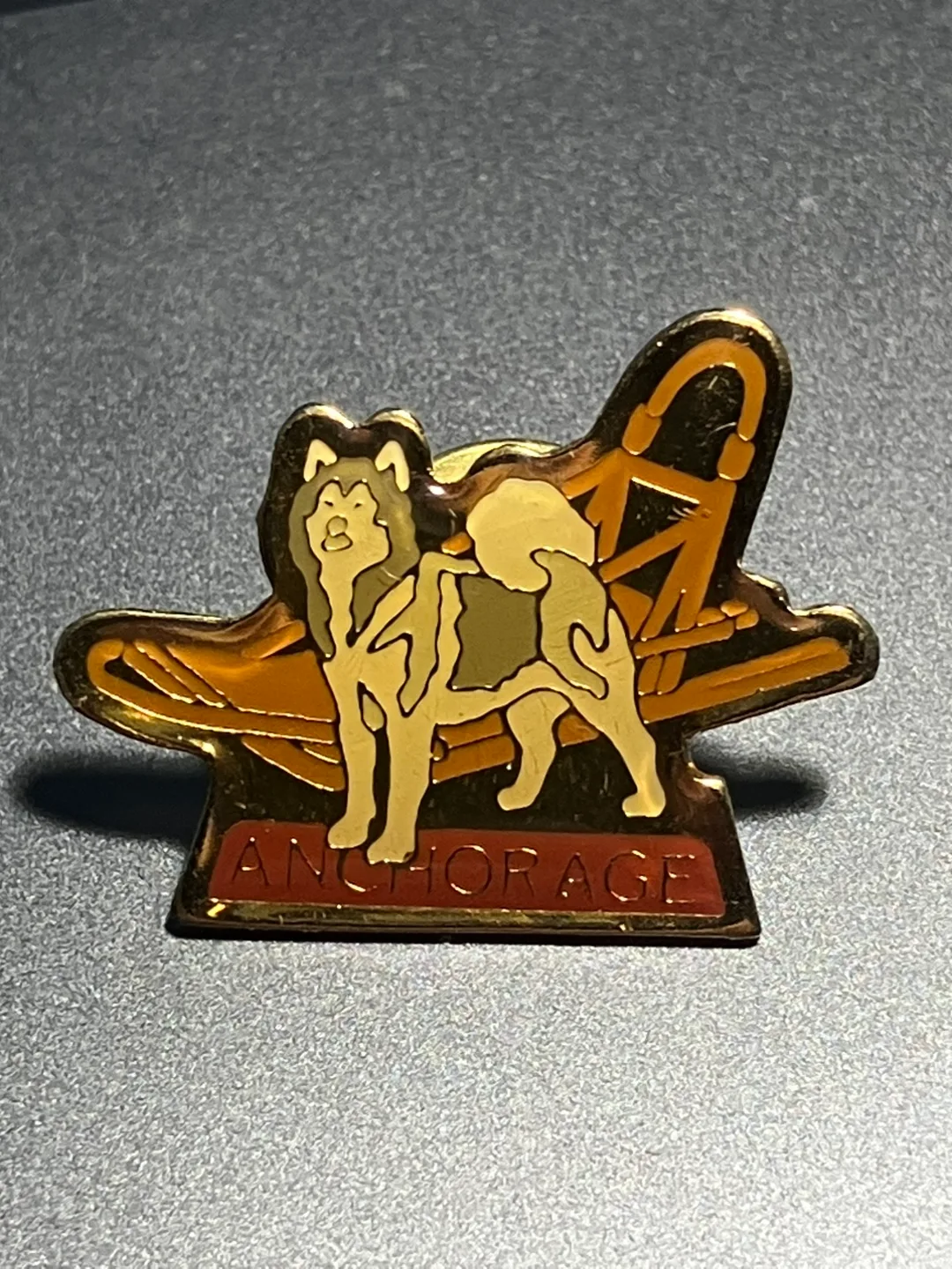 Vintage Anchorage Dog Sled Pin thumbnail