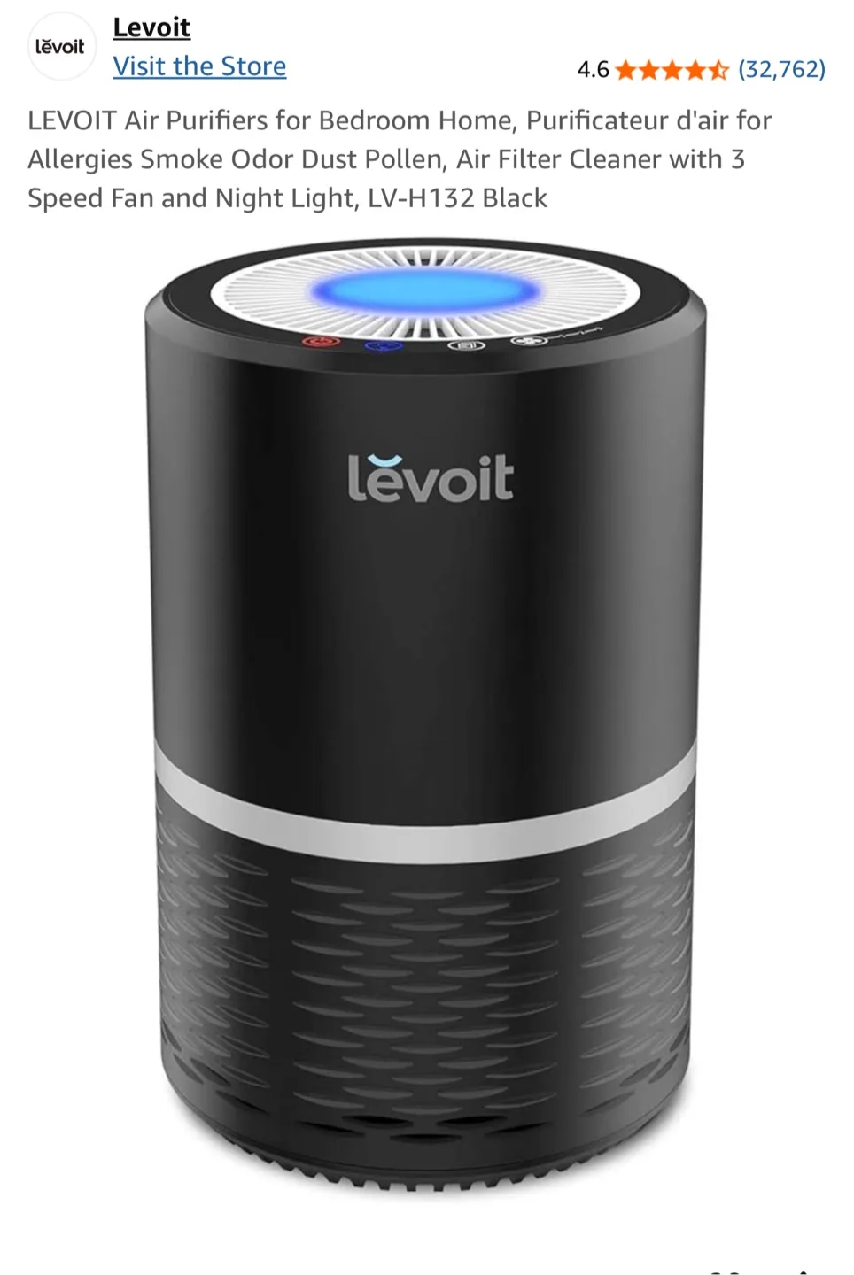 Like new! Levoit LV-H132 Black Air Purifier image indicator(5)