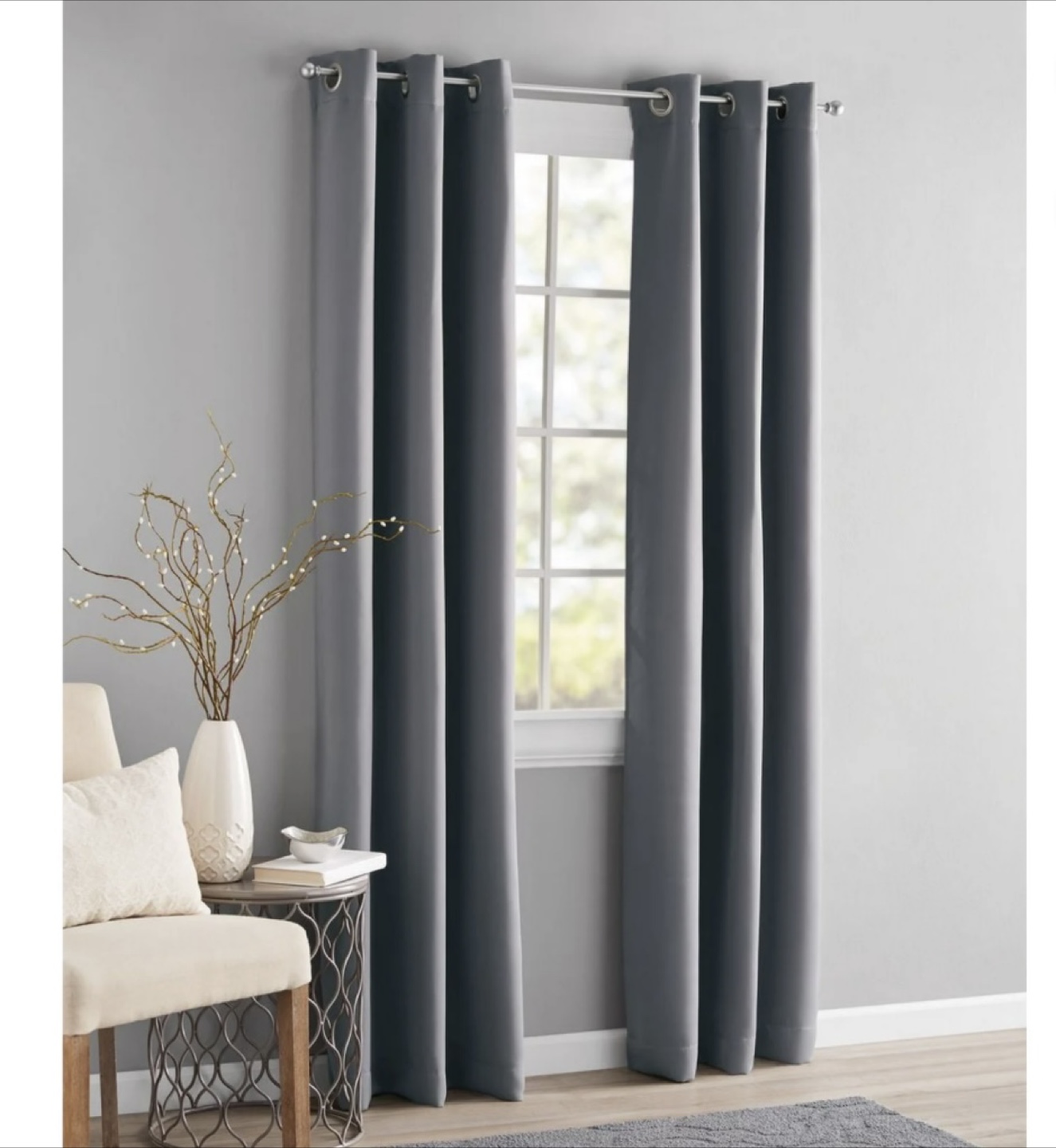Grey & White Curtain Set