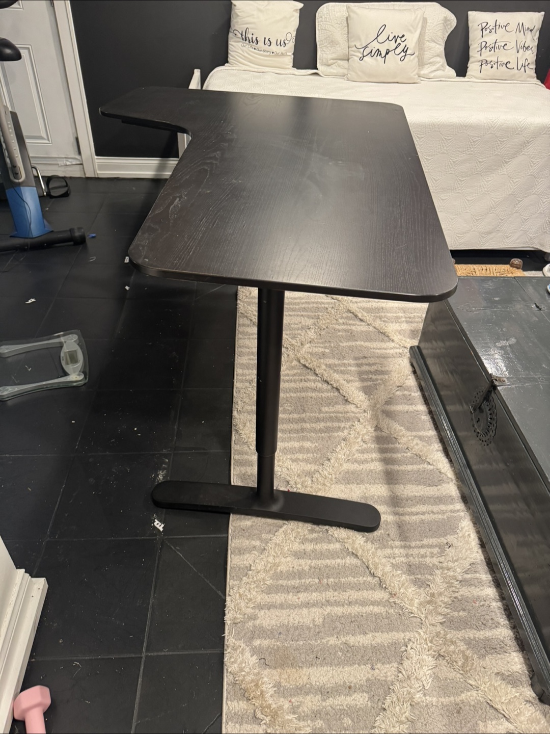 Black Adjustable Height Corner Desk - photo 2