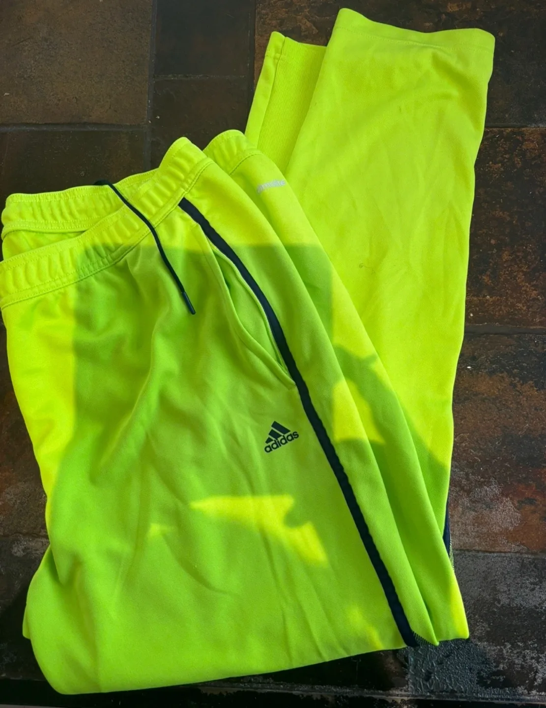 Adidas ClimaLite Neon Yellow Track Pants thumbnail