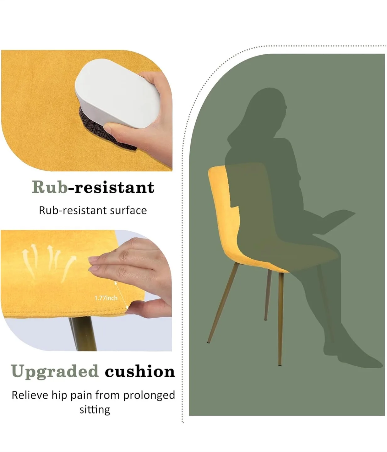 Glass Dining Table with 4 Yellow Chairs image indicator(3)