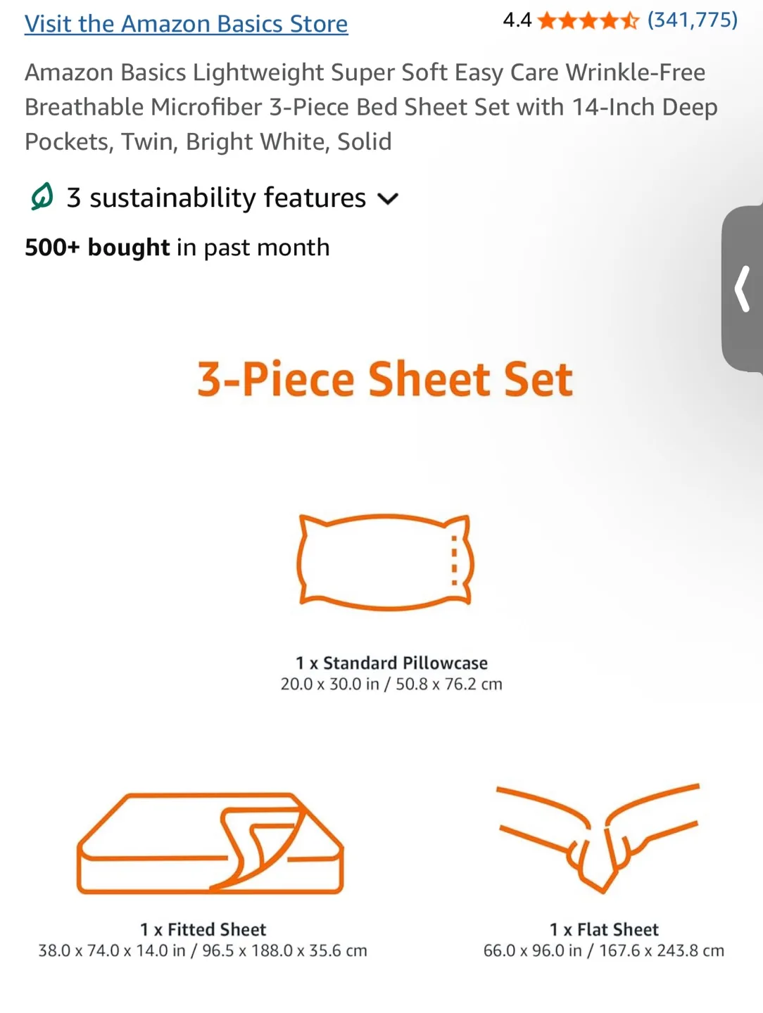 Brand New Amazon Basics Twin Sheet Set - Original Package image indicator(2)