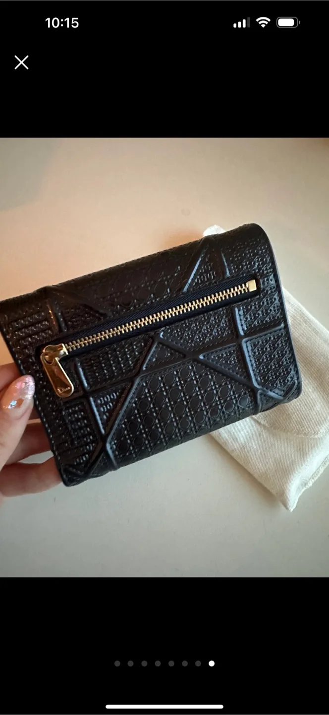 Dior Metallic Patent Micro-Cannage Elancee Wallet Dark Blue image indicator(4)