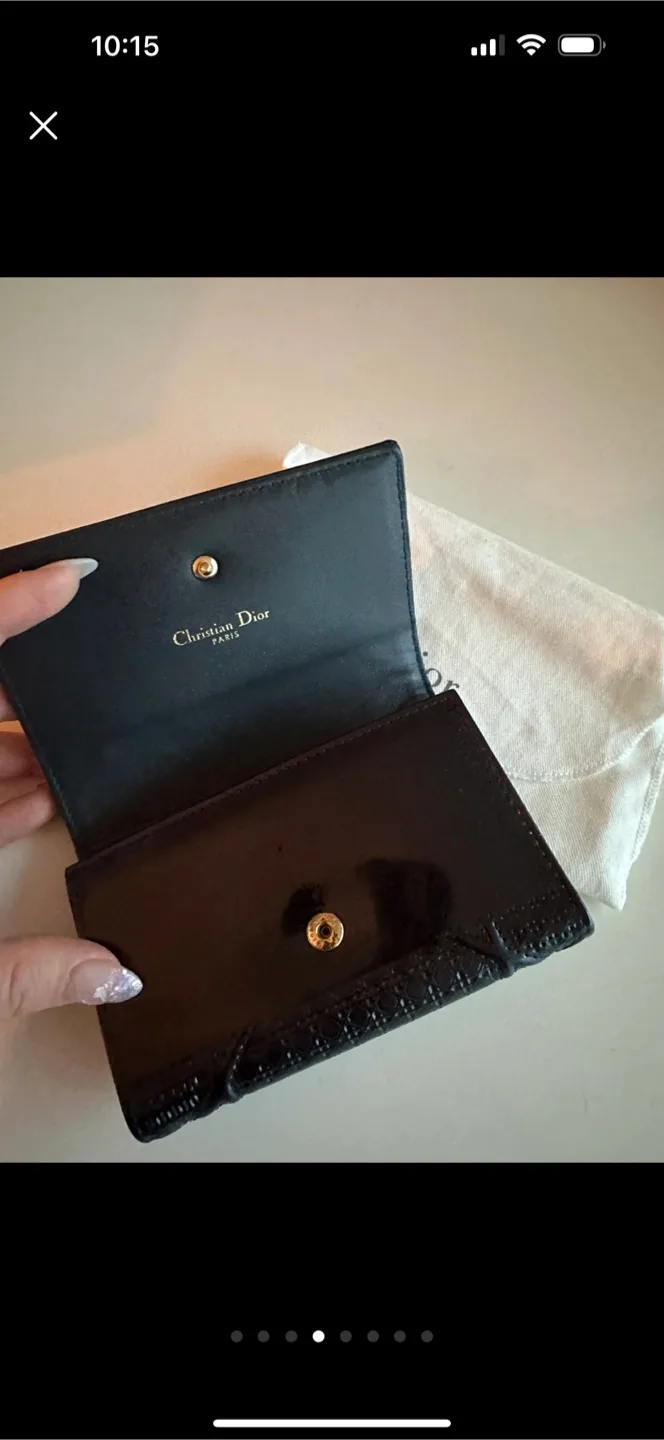 Dior Metallic Patent Micro-Cannage Elancee Wallet Dark Blue image indicator(2)