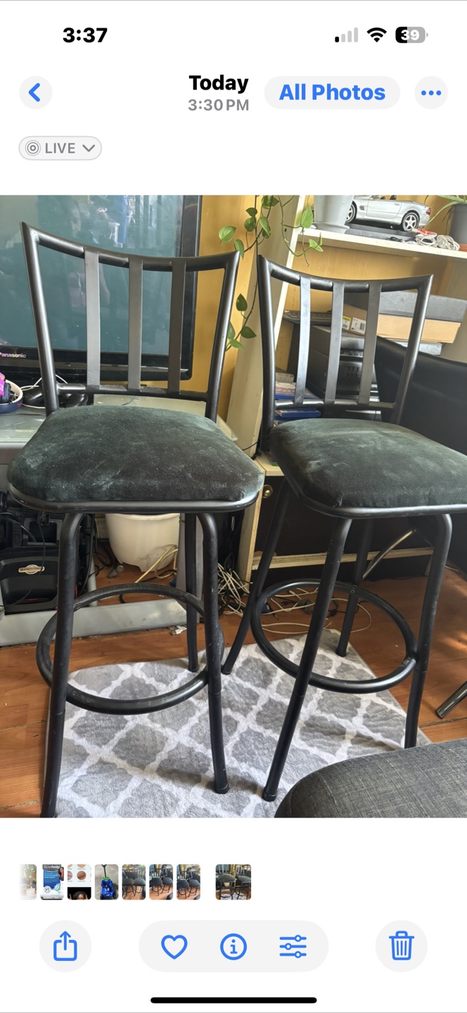 Set of Two Black Bar Stools
