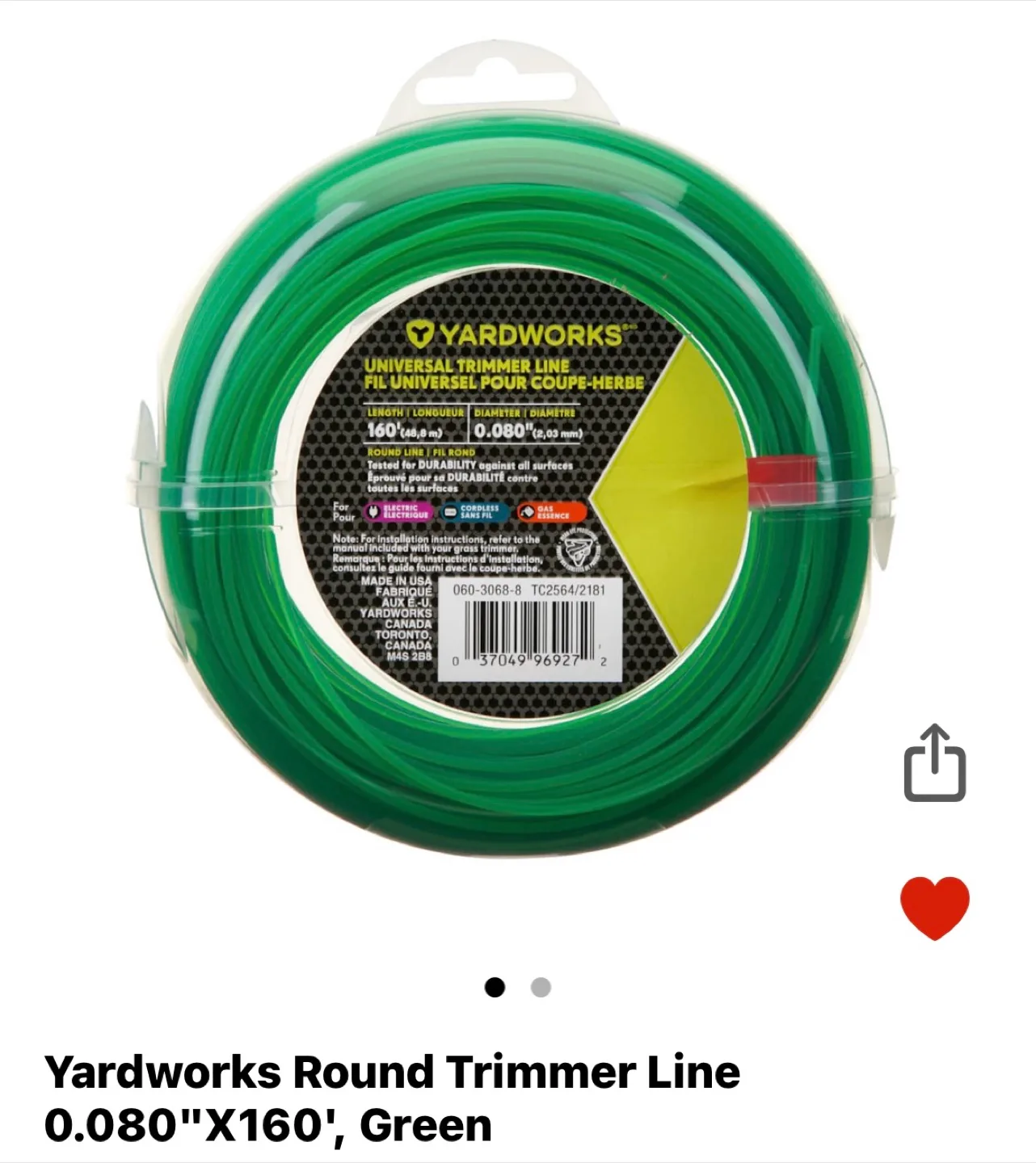 Yardworks Universal Trimmer Line 160 ft - Brand New image indicator(2)
