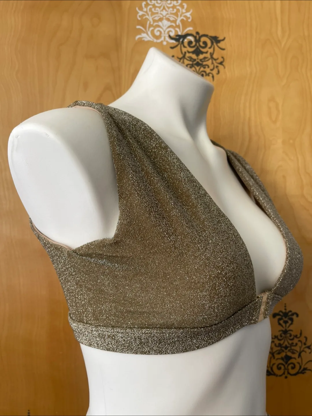 NWT RARE Vintage 2000s Y2K Bikini Glitter Gold Medium image indicator(3)