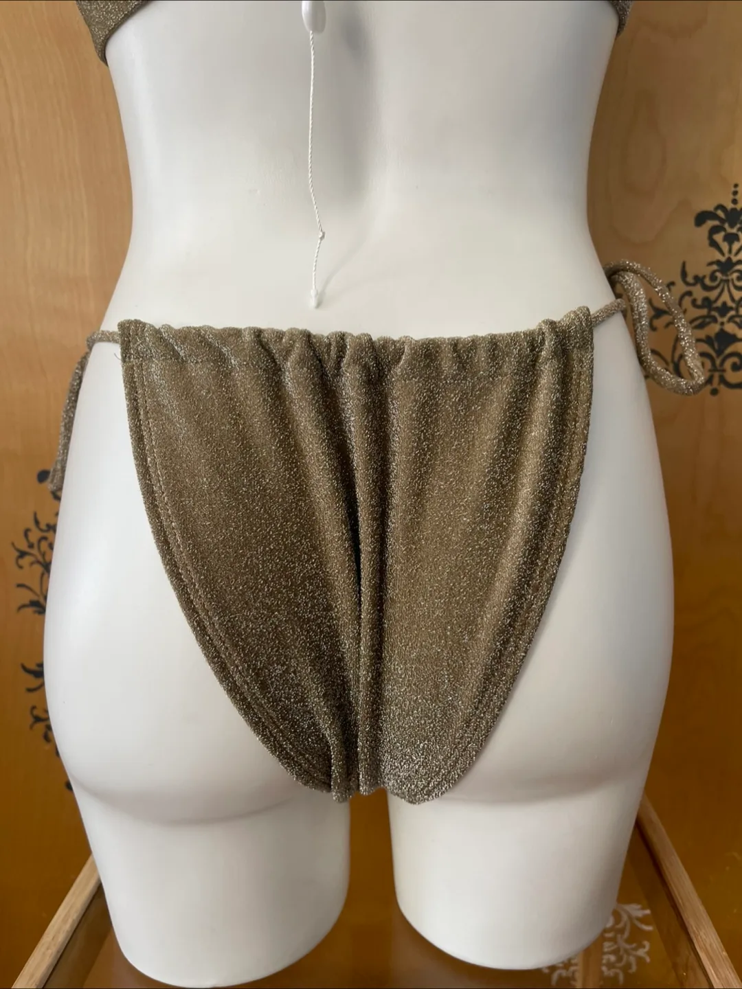 NWT RARE Vintage 2000s Y2K Bikini Glitter Gold Medium image indicator(8)