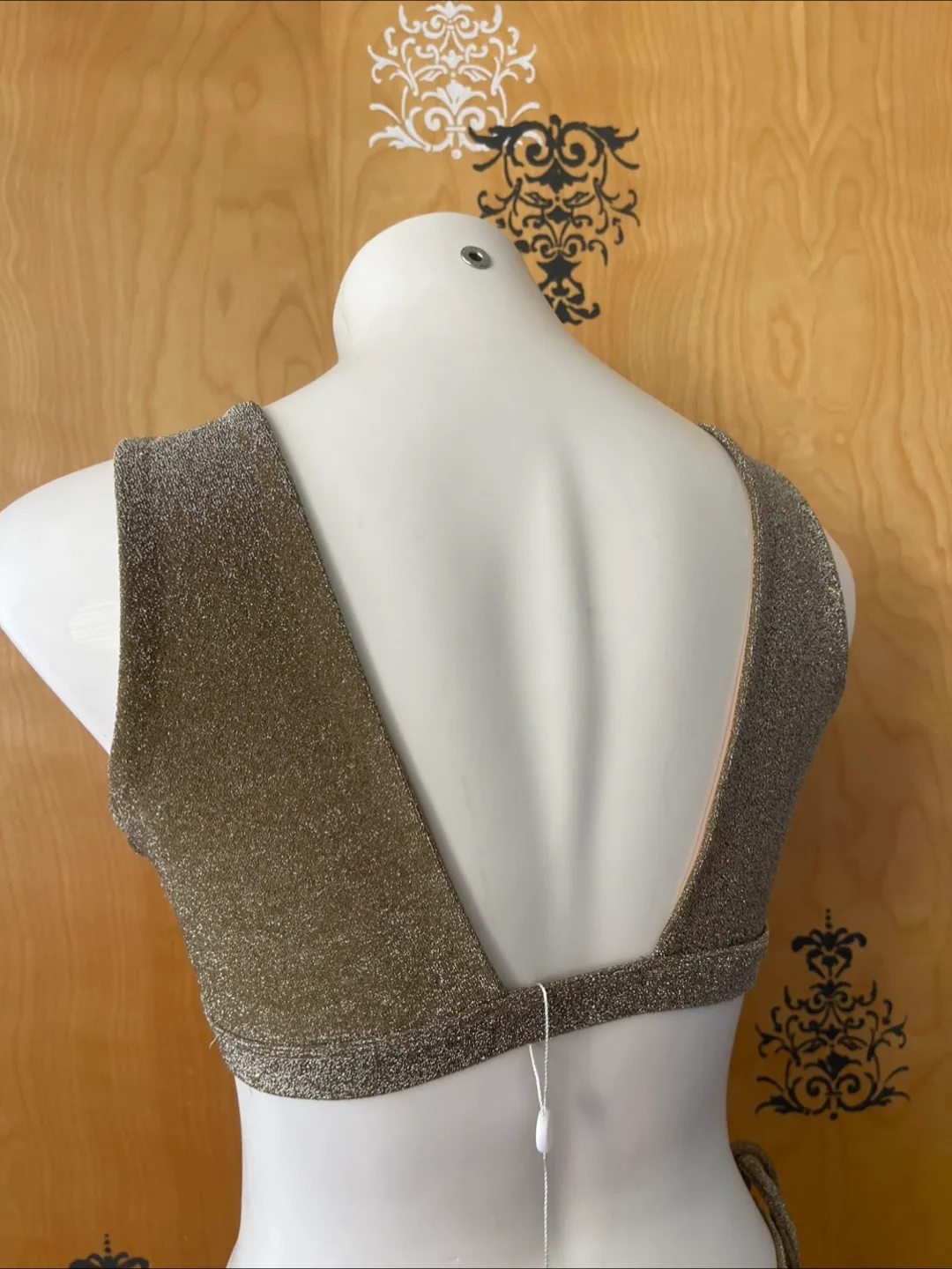 NWT RARE Vintage 2000s Y2K Bikini Glitter Gold Medium image indicator(10)