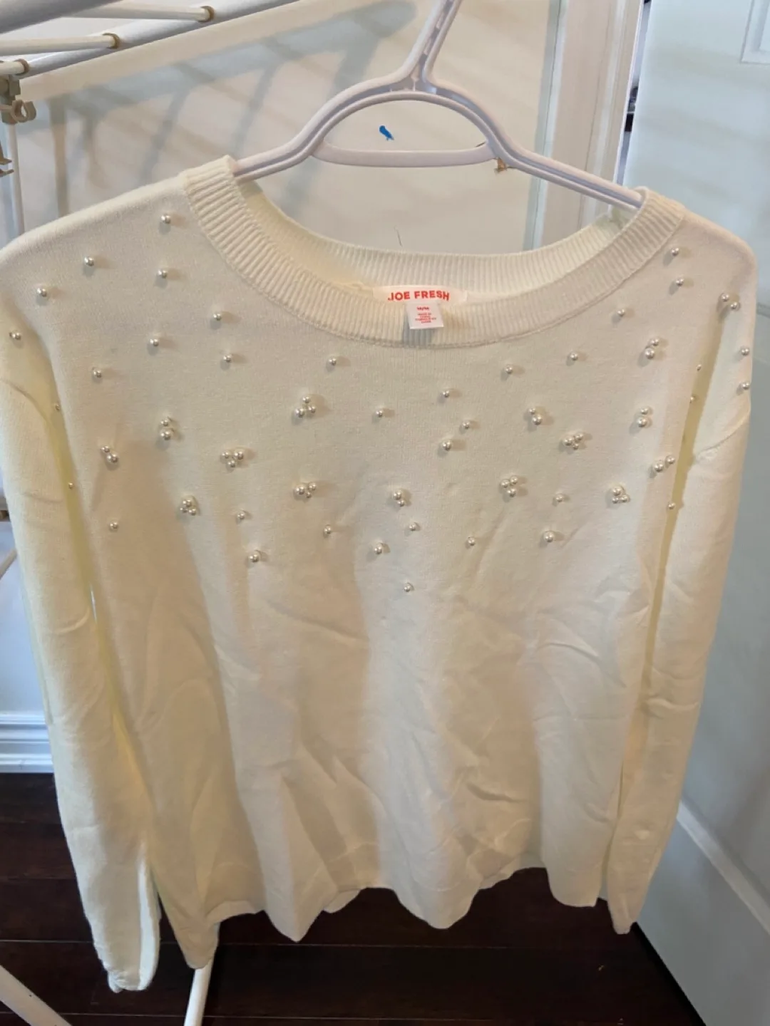 Joe Fresh Cream Pearl Embellished Sweater - Size M thumbnail