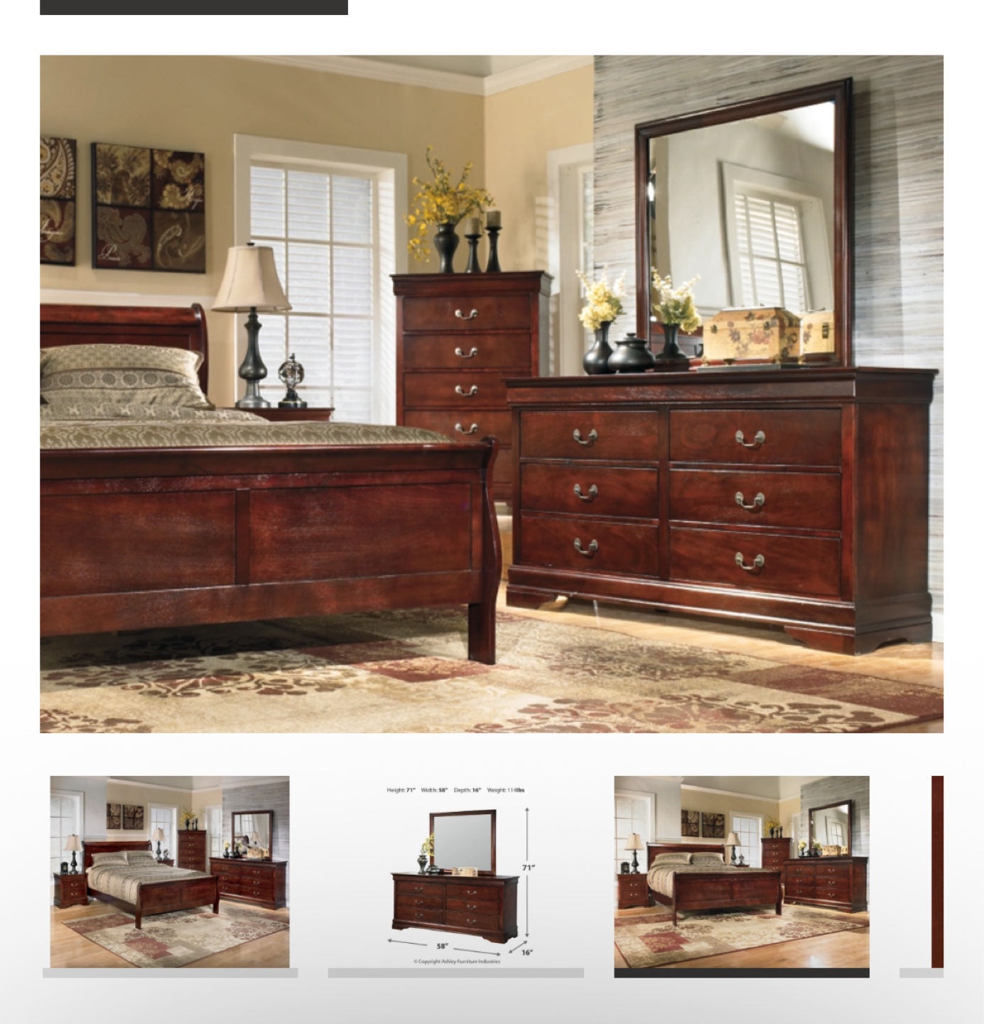 Dresser with Mirror - Dark Wood - photo 4