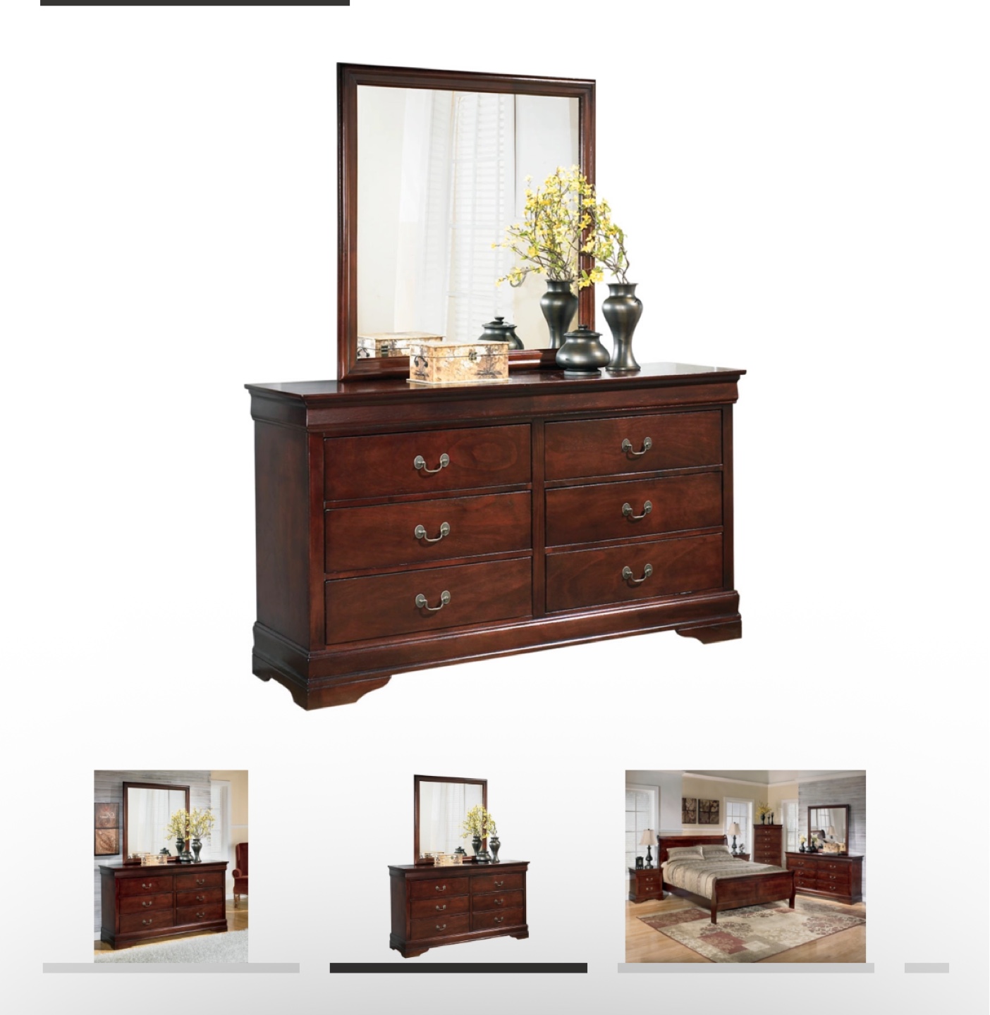 Dresser with Mirror - Dark Wood - photo 3