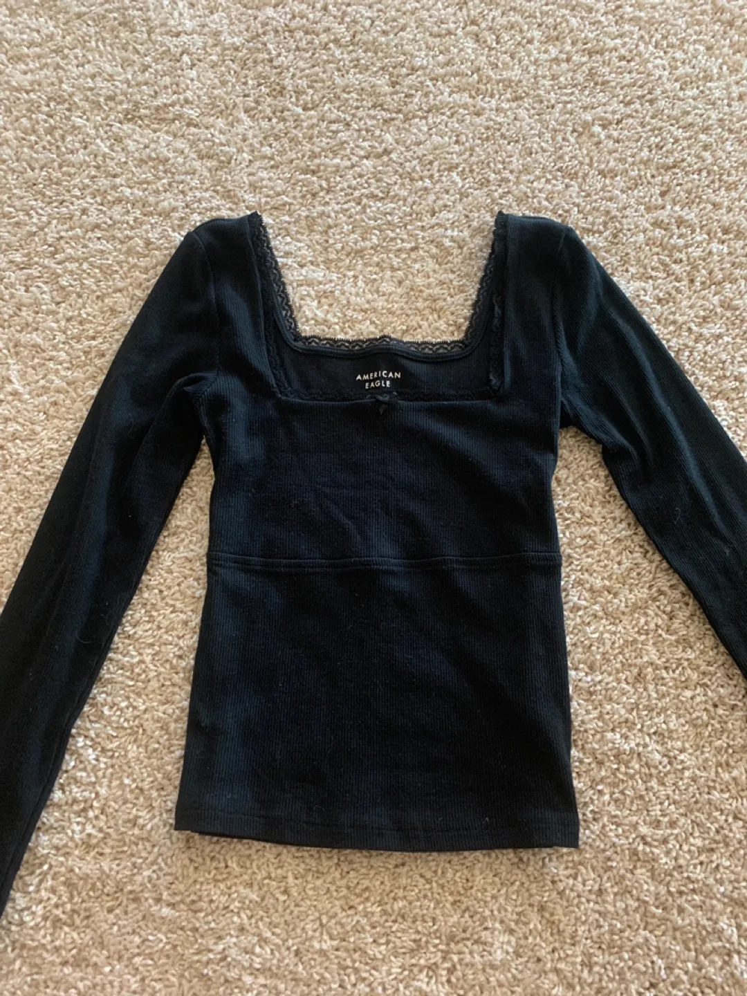 American Eagle Black Long Sleeve Top (XS) thumbnail