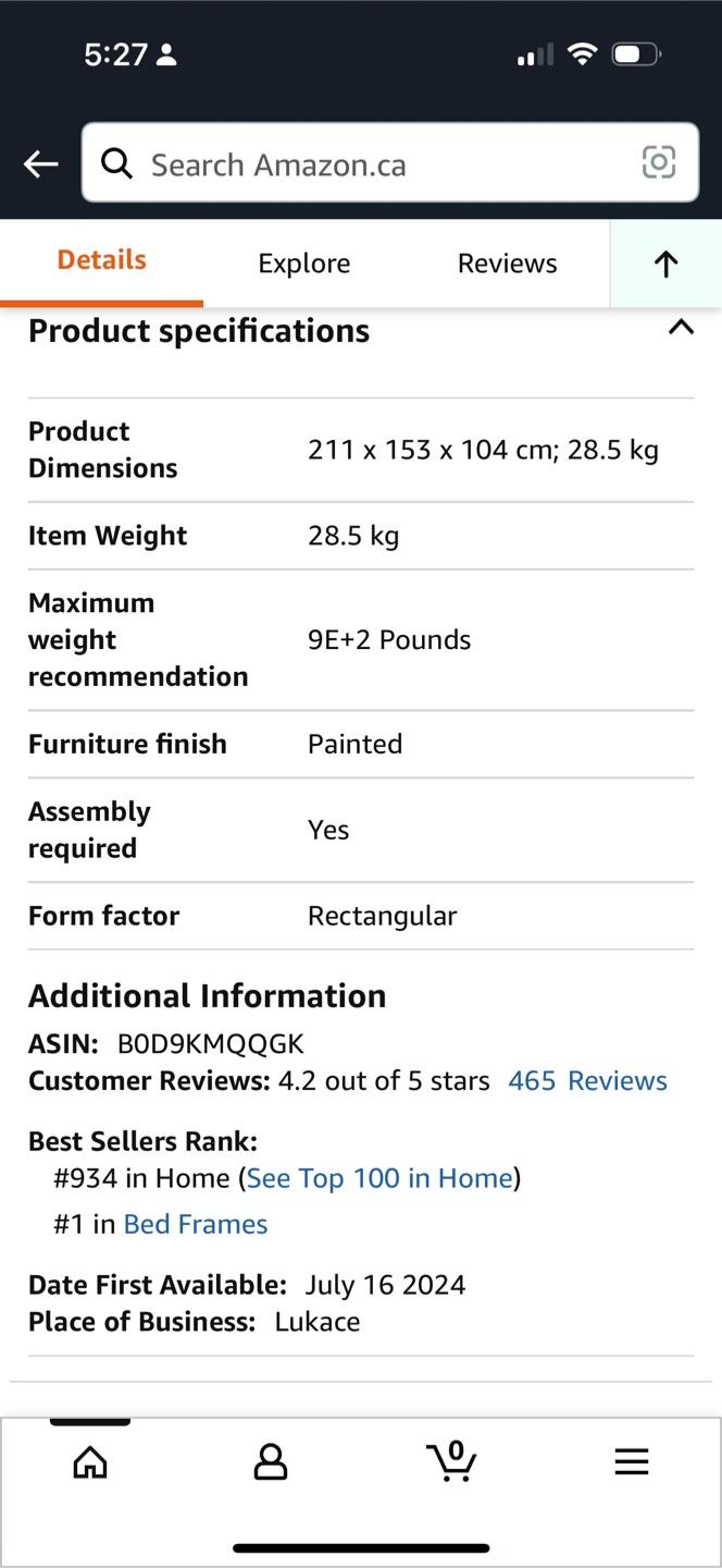 Lukace Queen Size Bed Frame - Black - photo 4