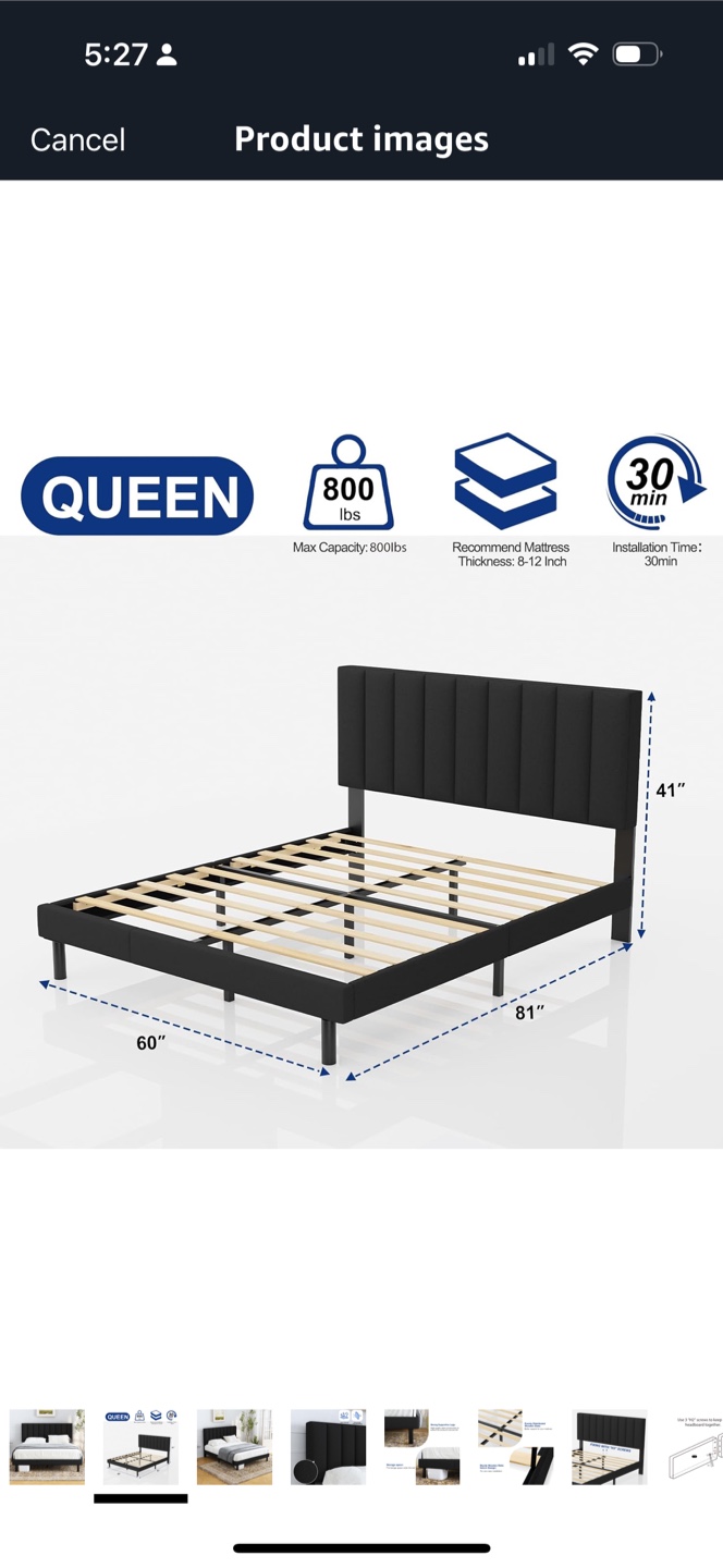 Lukace Queen Size Bed Frame - Black