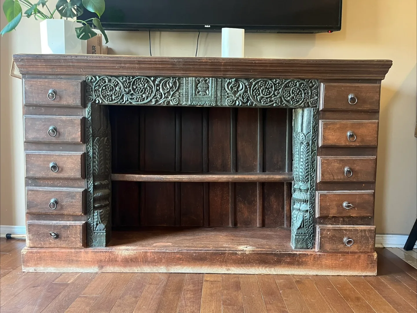 Antique Indian Wood sideboard thumbnail