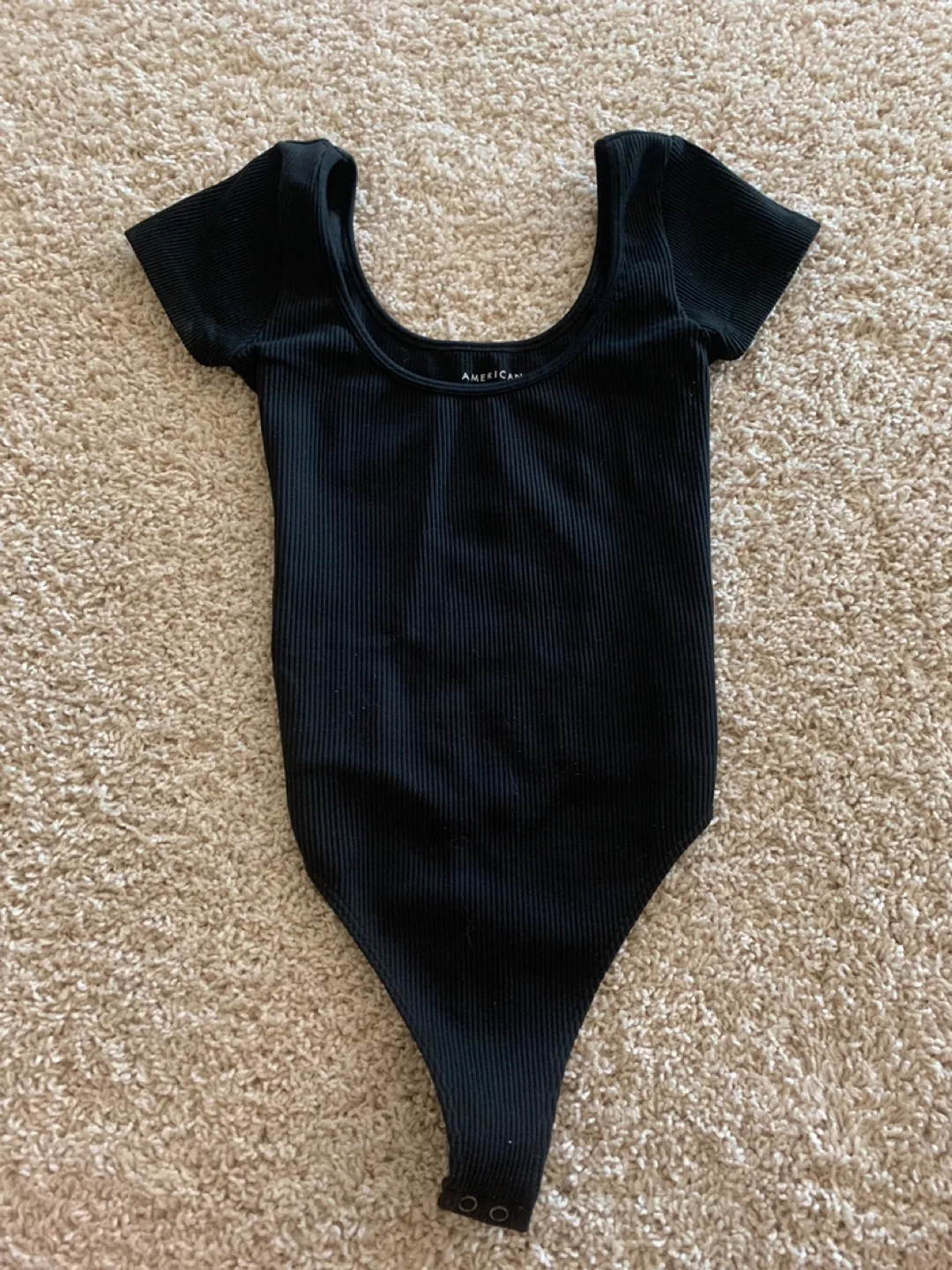 American Eagle Black Ribbed Bodysuit - Size S thumbnail