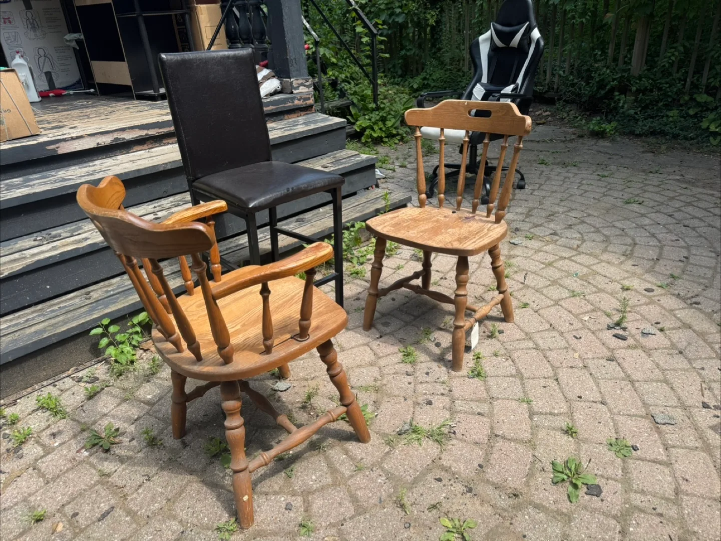 Three Assorted Chairs - Wood & Black thumbnail