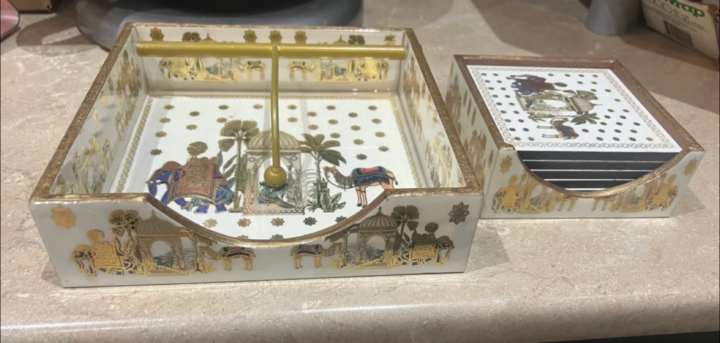 Vintage Napkin Holder and Coaster Set thumbnail