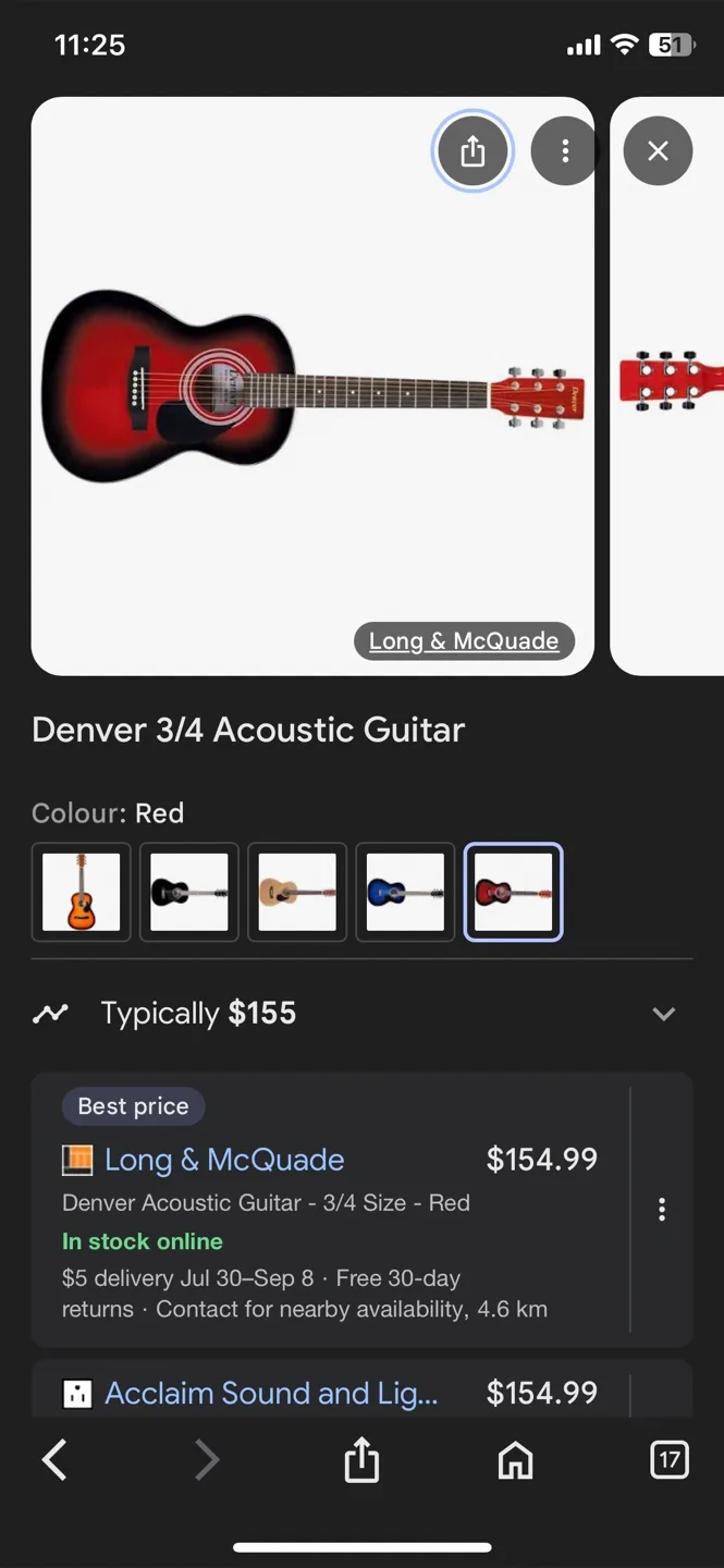 Denver 3/4 Size Acoustic Guitar - Red image indicator(5)