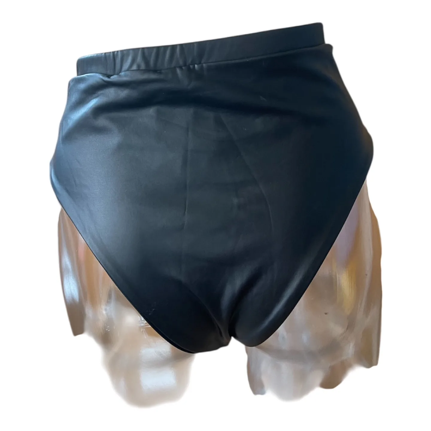 NWT Black Faux Leather High Waisted Bikini Bottoms S/M image indicator(6)