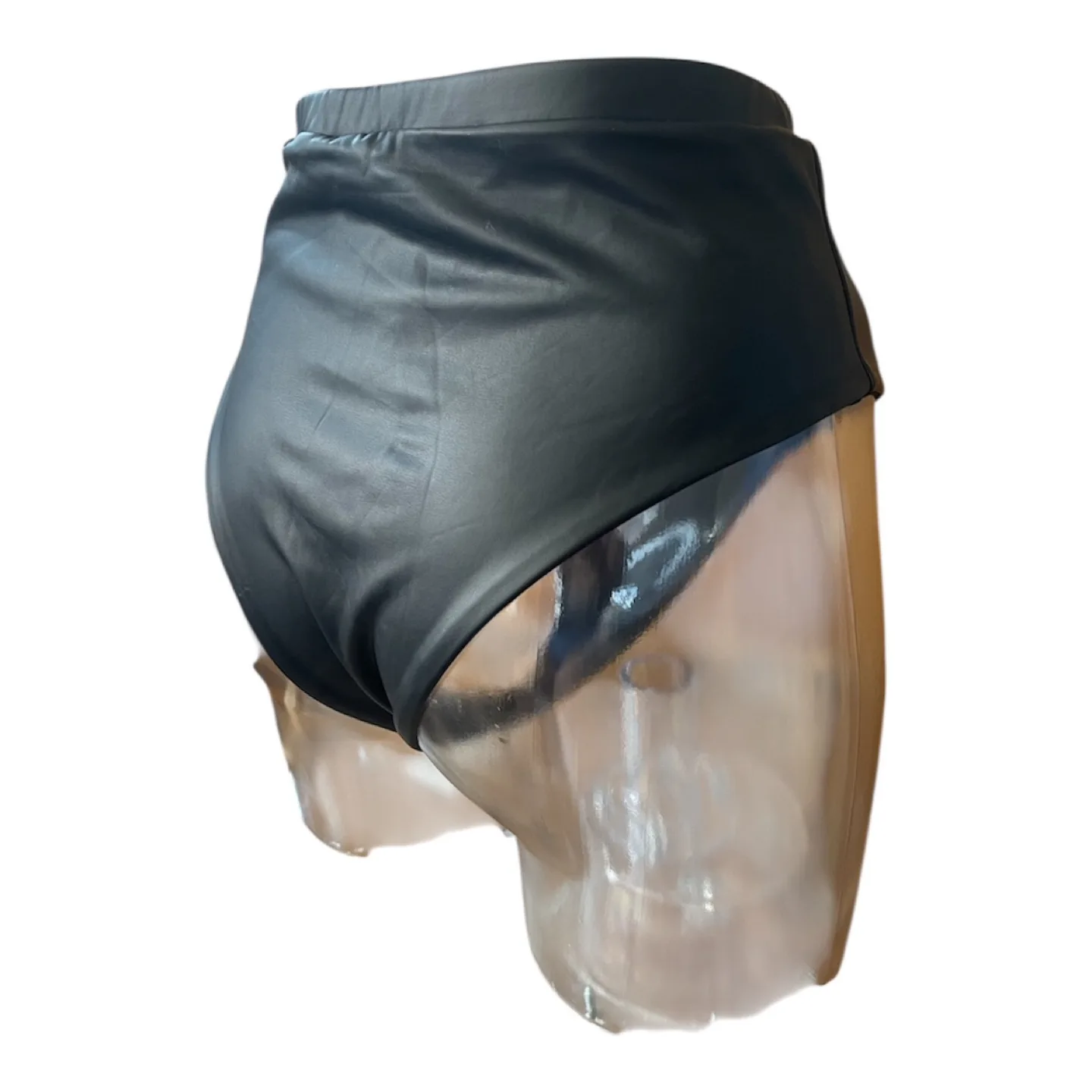 NWT Black Faux Leather High Waisted Bikini Bottoms S/M image indicator(7)