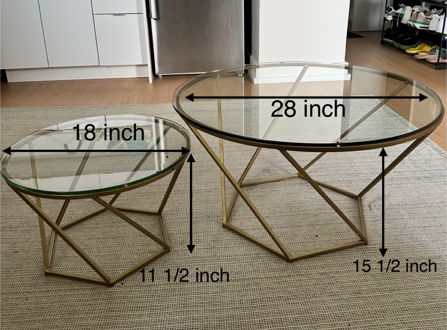 Nesting Coffee Tables - Gold Finish, Glass Top - photo 3