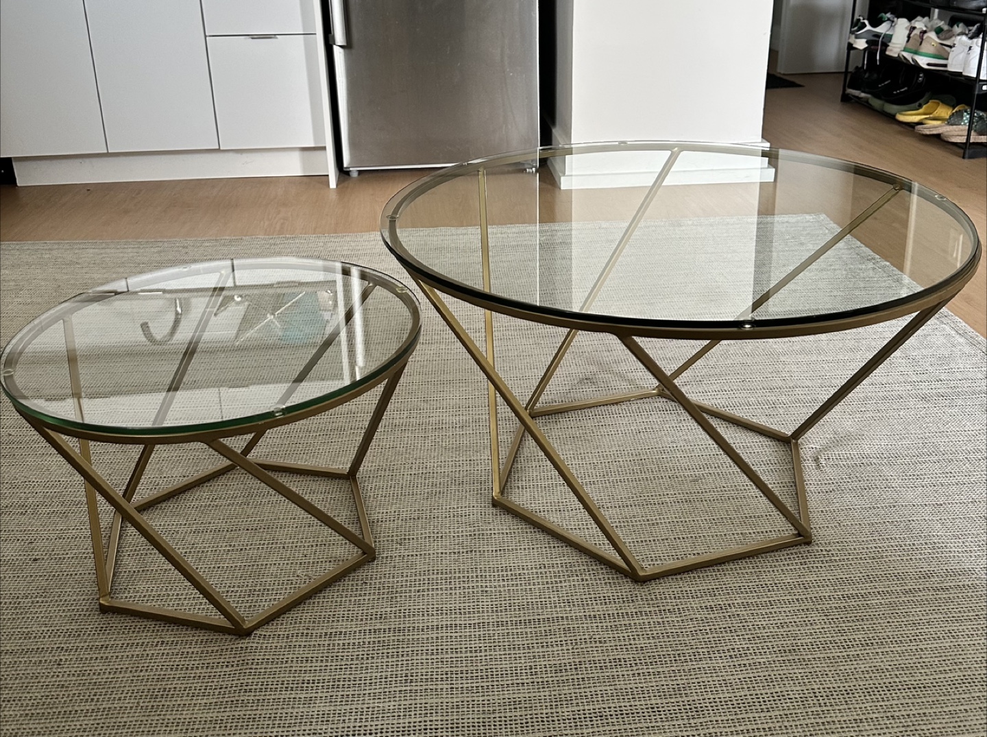 Nesting Coffee Tables - Gold Finish, Glass Top - photo 4