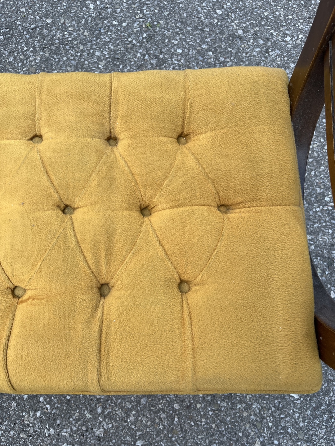 Vintage Yellow Tufted Bench - photo 3