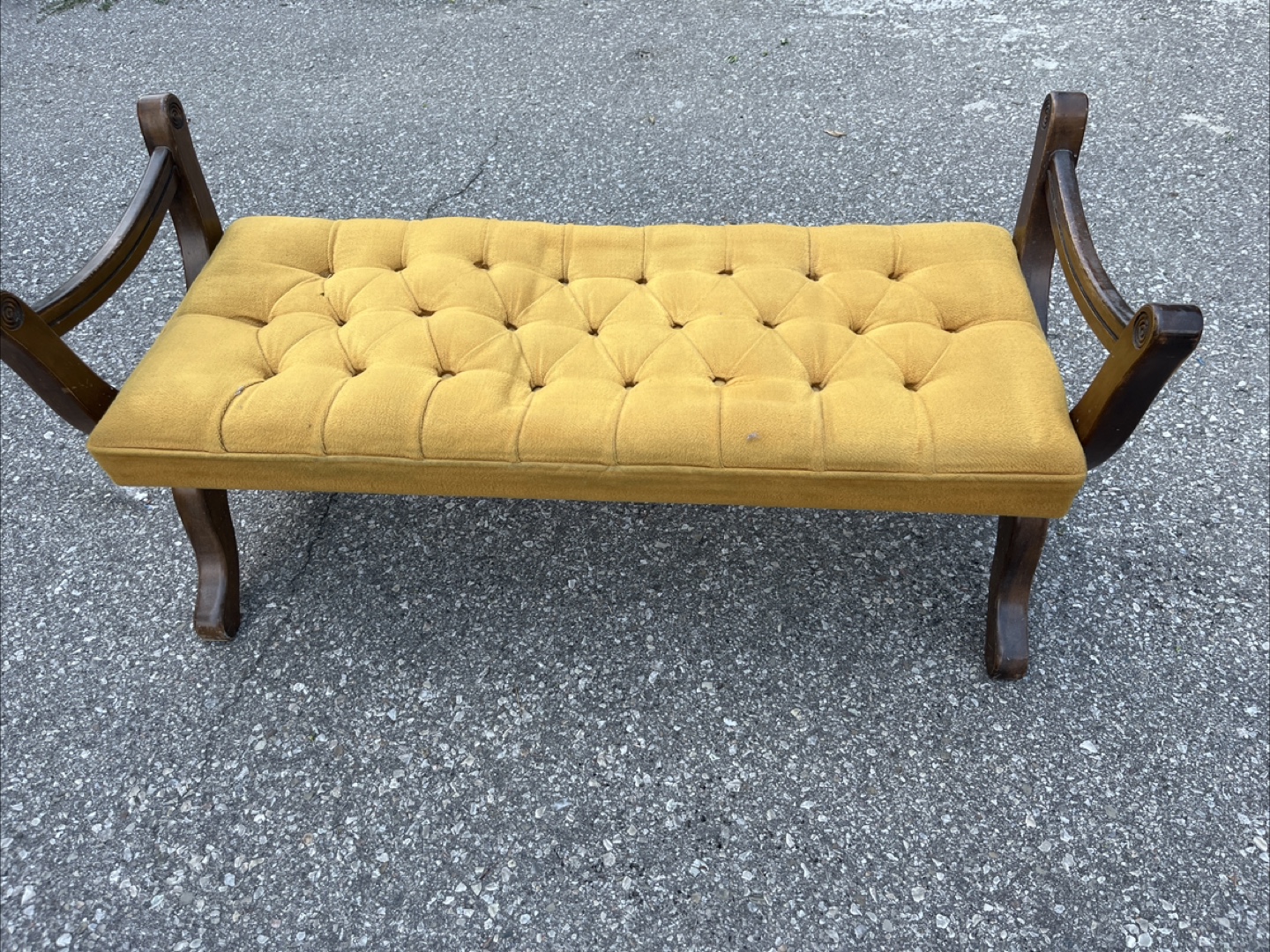 Vintage Yellow Tufted Bench