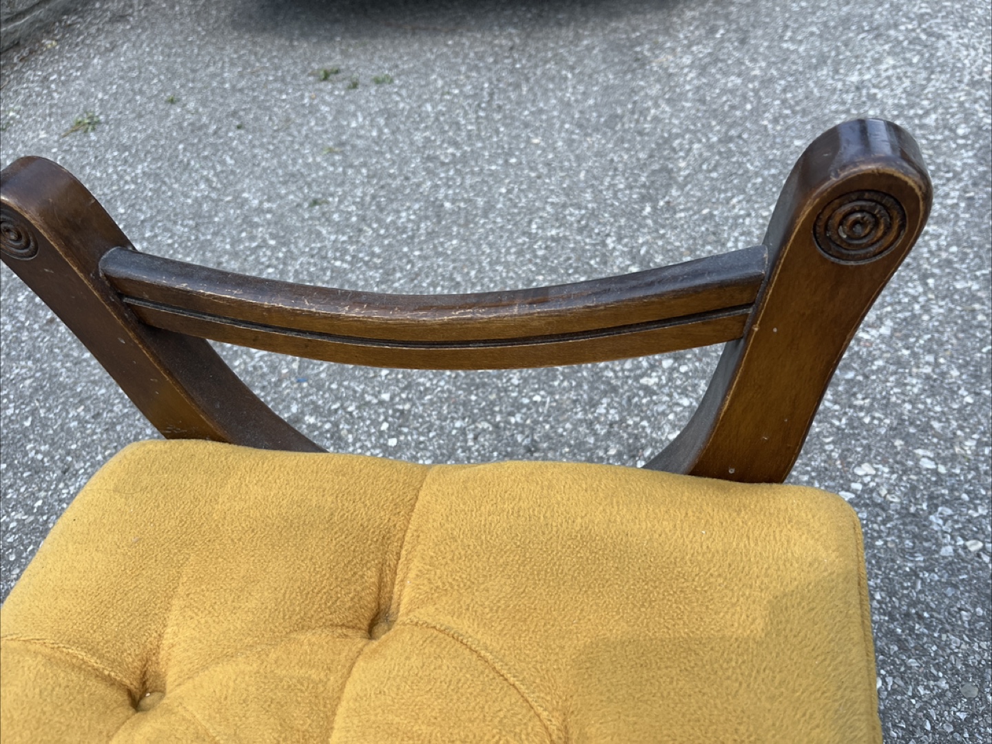 Vintage Yellow Tufted Bench - photo 2