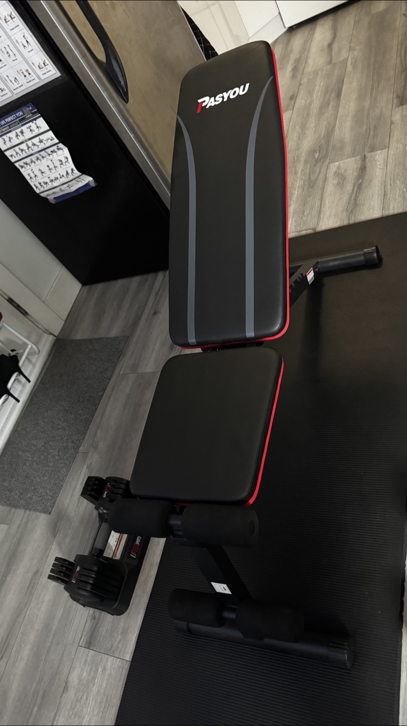 Pasyou Adjustable Weight Bench - Black/Red - photo 4