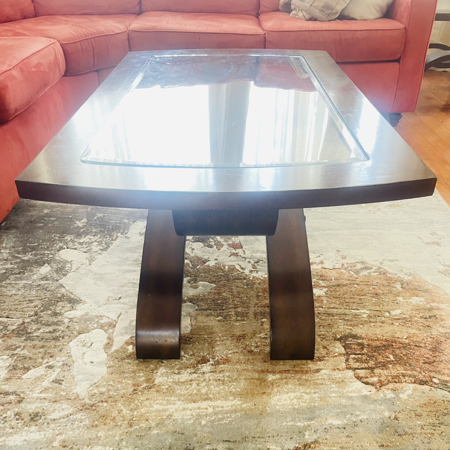 Glass Top Wooden Coffee Table - photo 3