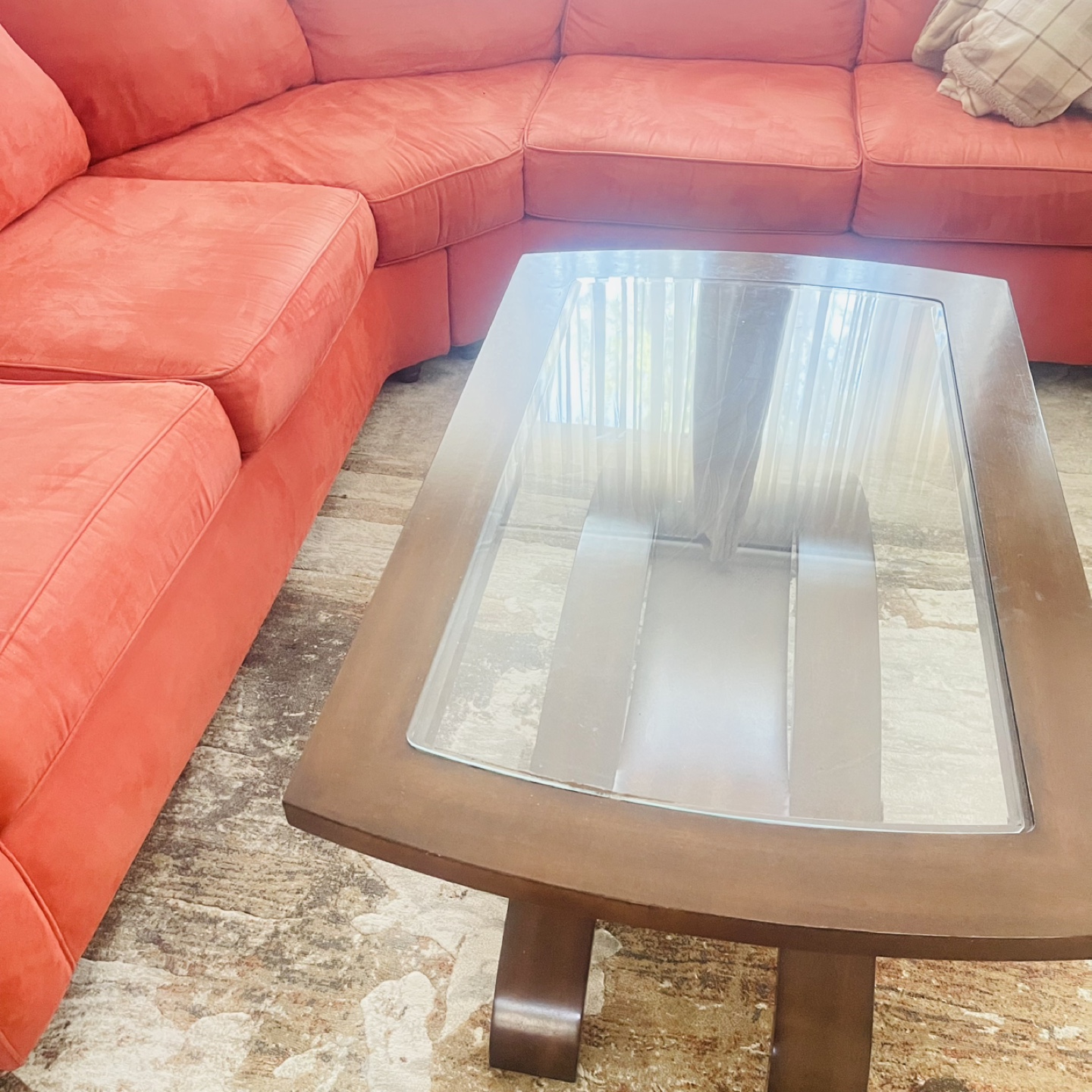 Glass Top Wooden Coffee Table
