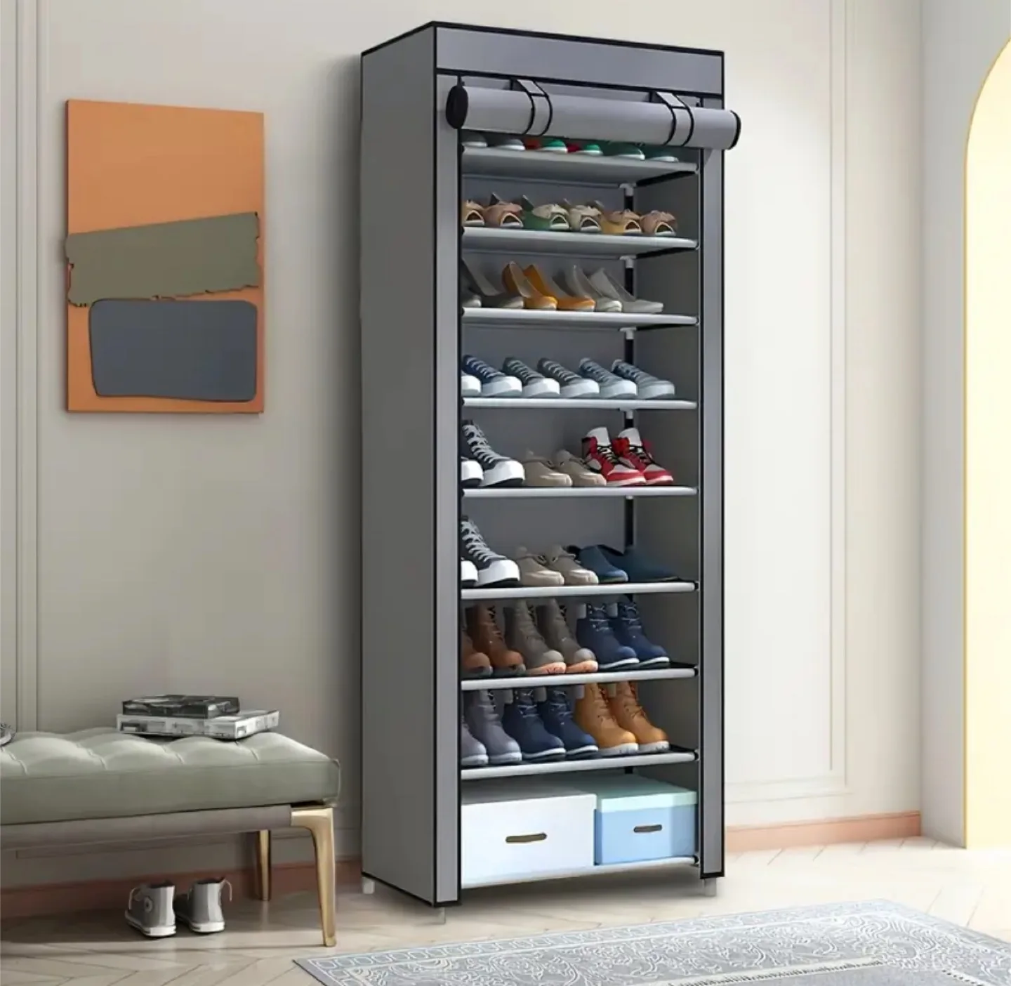 Portable 10-Tier Shoe Rack Organizer (Brand new in box) thumbnail