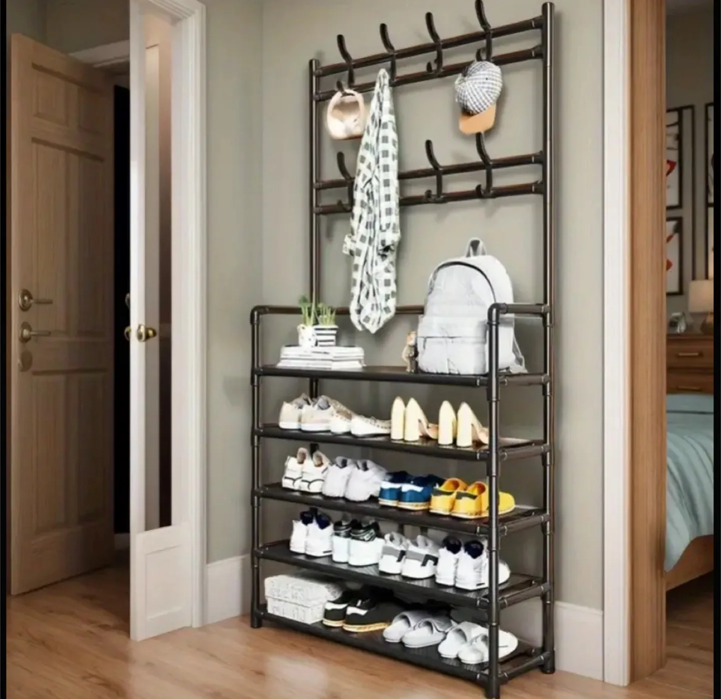 Shoe Rack with Coat Rack - Brand new in box thumbnail