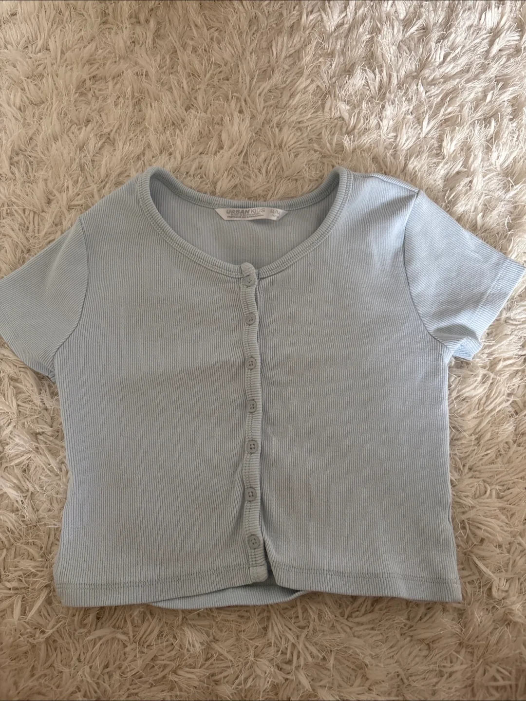 Urban Kids Blue Ribbed Button-Up Top, Size M/M thumbnail