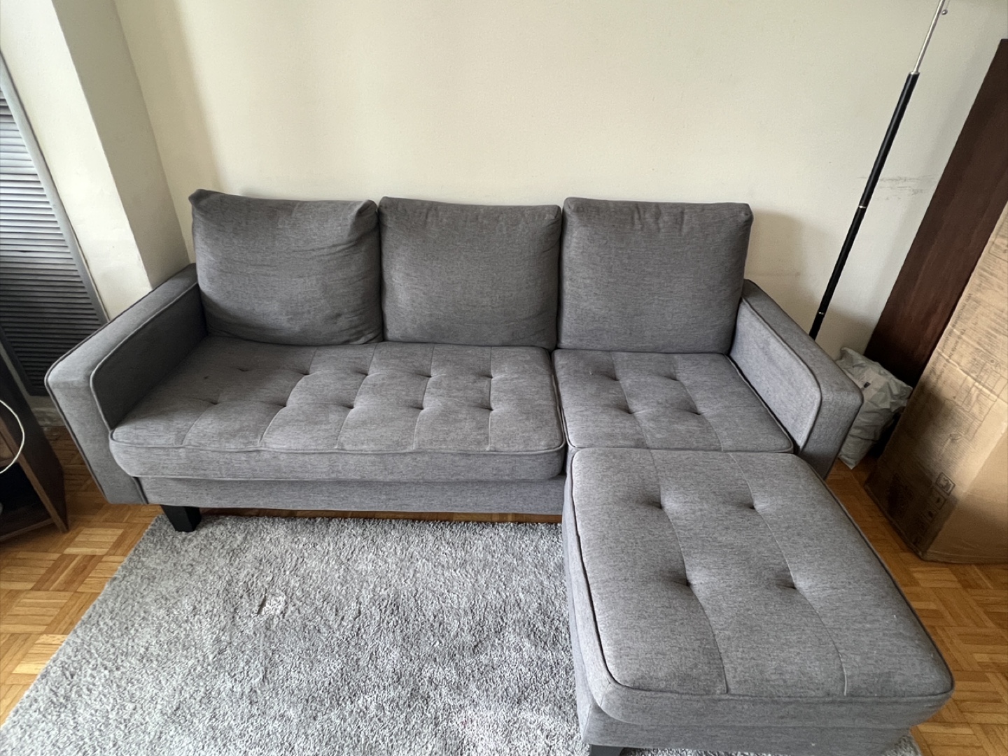 Grey Sectional Sofa with Ottoman - photo 5