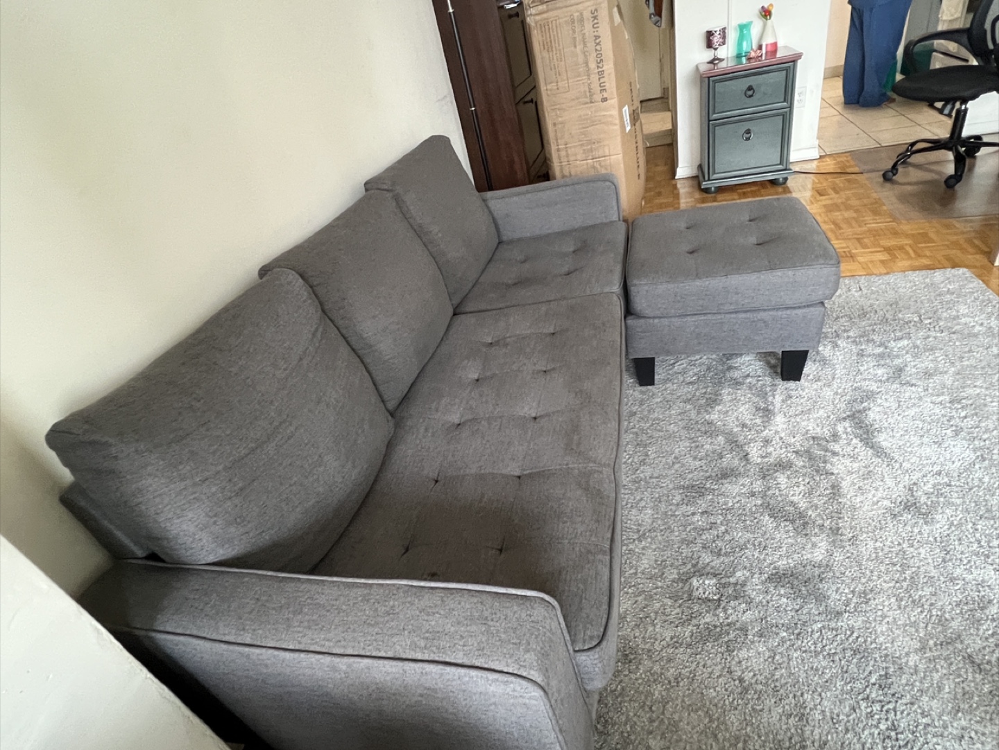 Grey Sectional Sofa with Ottoman - photo 2