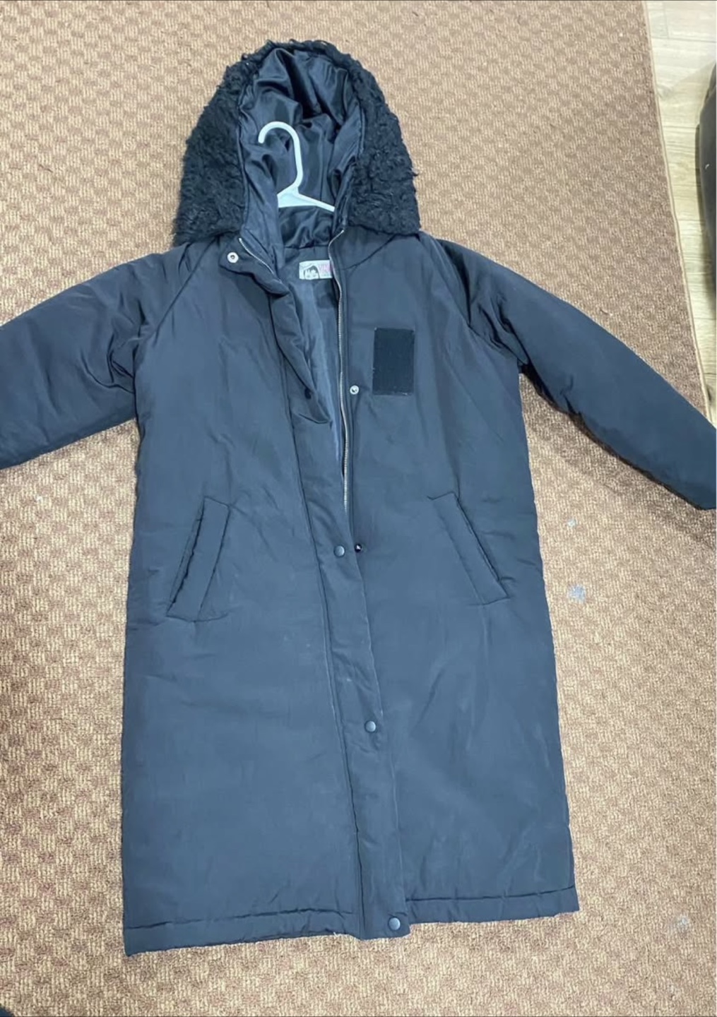 Black Winter Coat with Fur Hood