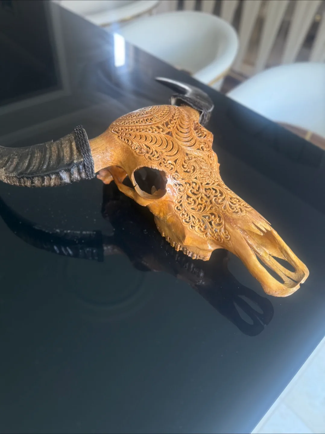 Carved Water Buffalo Skull image indicator(3)